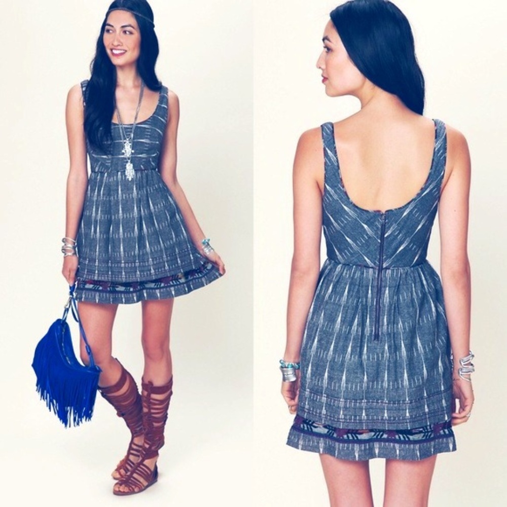 Free People embroidered IKAT dress